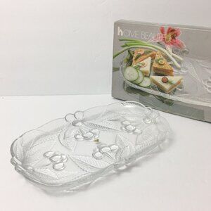 80s Crystal Glass Snack Rectangle Tray